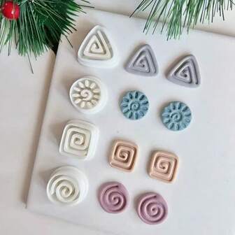 1 st/4 st geometrisk mjuk lerform smyckeshänge skärform för nybörjare gör-det-själv handgjorda verktyg, lerskärverktyg för öronsmyckenstillverkning, lämplig för gör-det-själv smycken och öronsmycken, lerskärform, handgjort verktyg