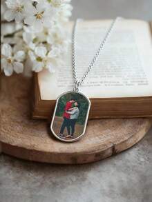 Vòng cổ mặt dây chuyền hình bầu dục màu sắc được cá nhân hóa tùy chỉnh, Món quà lý tưởng cho Ngày của Mẹ, Ngày lễ tình nhân, Sinh nhật, Lễ kỷ niệm, Bạn bè, Bạn cùng lớp, Tốt nghiệp, Giáng sinh, Gia đình, Quà tặng cao cấp - Bạc - Xem 5