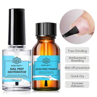  BORN PRETTY 15Ml Clear Nail Prep Dehydrator Gel Nail Polish Eesy To Use No Need Of Uv Led Lamp Base Top Coat Nail Art Varnish Free Grinding Nail Salon Manicure Use