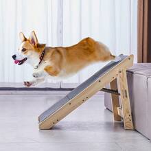 Wood Pet Stairs/Pet Steps 2-In-1 Foldable Wooden Dog Stair For Beds Sofa And Cars Dog Stairs And Ramp With 4 Steps For Small Medium Large Pet Up To 150 Lbs - 3步 - 查看 8