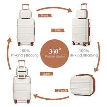 Lightweight 2 Piece Cabin Suitcase Set 20 Inch Carry On Luggage With Vanity Case ABS PC Hard Shell Spinner Wheels TSA Lock YKK Zipper For Travel - Milky - View 4