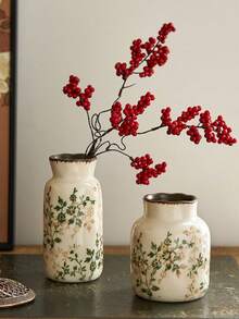 Ice Cracked Vase Retro Cracked Glazed Ceramic Vases With Floral Patterns For Outdoor Garden Decoration Used For Home Decoration Flower Arrangement Decorative Accessories - Multicolor - View 5