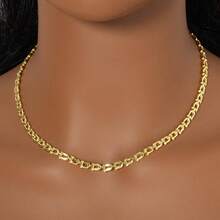 2pcs Simple 14K Gold Plated U-Shaped Necklace Bracelet Jewelry Set For Men Women Daily Party Wear - Gold - View 4
