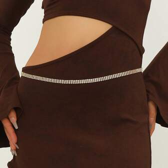 Strasskedja i midja, elegant avslappnad minimalistisk dambyxkedja