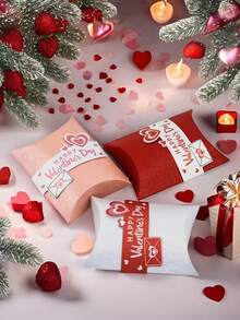 25个心形枕套礼盒装，多种颜色可选，纸质材质，适用于婚礼、周年纪念、生日、节日礼物、情人节礼物、情人节装饰和情人节派对。 - 彩色 - 查看 4