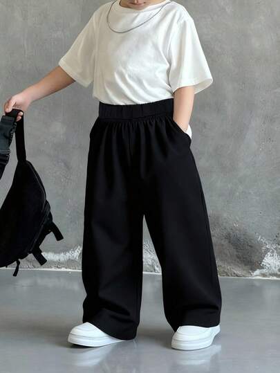 1件装 男童简约时尚百搭休闲高品质直筒户外运动裤