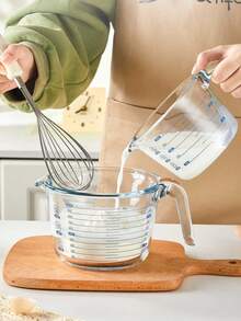 1 pieza Taza de medir transparente, Opciones de capacidad: 350ml, 500ml, 1000ml, Adecuado para café, repostería, uso comercial y doméstico, Escala marcada, Gran capacidad, Resistente al calor, Se puede usar como taza para harina, té con leche, etc.