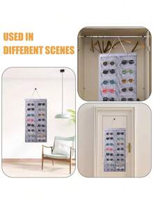 壁挂式毛毡眼镜收纳架 - 多口袋悬挂式眼镜整理架，可收纳太阳镜、老花镜、安全眼镜，节省空间，取用方便，整洁有序，适合戴眼镜人士、上班族、学生、玄关、卧室、办公室等场所，是新年整理和返校必备。 - 彩色 - 查看 3