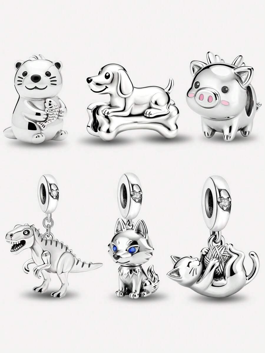 1颗925纯银泰迪熊吊坠珠，适合女士手链、手镯DIY饰品制作，精致饰品