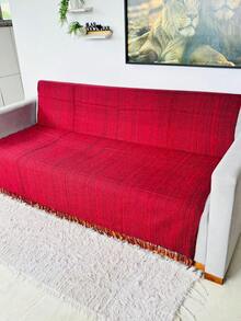 Set Of 2 Extra Large King Size Sofa Throws, Size 3 Meters X 1.80 Meters, Decorative For A Luxurious Home, 100% Cotton Reinforced Protective Cover - 混合紅 - 查看 5