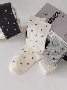 5双波点中筒袜，秋冬季 - 彩色 - 查看 6