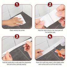 YITAPE 1/3/5 Meter Bathroom, Toilet, And Kitchen Grout Sealing Tape And Strip; Self-Adhesive Bathtub And Wall Sealing Tape; Grout Strip; Sealing Tape; Edge Protector For Sinks, Bathrooms, Toilets, Bathtubs, Floors, And Walls. - White - View 6