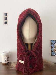 1pc Winter Scoodie Balaclava - Knitted Scarf & Hood Combined, Warm Ear Protection, Fashionable Mixed Color, High-Quality Wool Blend, Suitable For Autumn/Winter - Multicolor - View 5