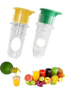 Lemon Juicer, Citrus Squeezer, Portable Manual Lemon/Lime Press With Built-In Strainer, Orange - Multicolor - View 2