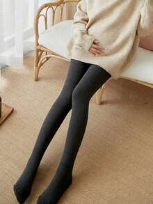 1条加厚保暖内衬紧身裤，简约百搭，配有可调节松紧带 - 彩色 - 查看 4