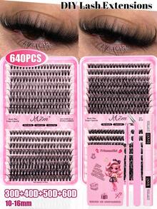 MEM Bộ nối mi 640 sợi, Bộ tự nối mi (8-16mm), Bộ nối mi rời, Bộ nối mi D-Curl, Bao gồm keo, băng dính và dụng cụ nối mi, Bộ mi giả, Mi giả, Mascara mi, Mi giả (10D+20D+30D+40D+50D+60D), Thích hợp cho du lịch, sử dụng hàng ngày (cho người mới bắt đầu), đám cưới, hẹn hò, tiệc tùng, kỳ nghỉ, Lý tưởng cho Giáng sinh/Halloween/Quà tặng. - màu đen - Xem 15