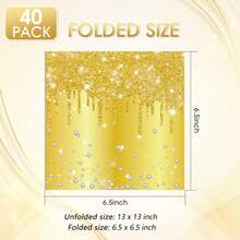 20 Stücke/40 Stücke/60 Stücke/100 Stücke Goldene "Happy Birthday" Servietten, Party Zubehör, Goldene Diamant Thema Papier Dekorationen, Glitzer Erwachsenen Hochzeitsparty, Mode Papier Servietten, Goldene Diamant Thema Papier Erwachsene Einweg Mittagsservietten für Geburtstag Hochzeit Braut Geschenk - Gold - Übersicht 8