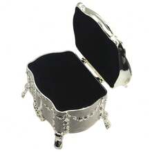 Luxury Vintage Metal Alloy Jewelry Box Ring Trinket Case Christmas Birthday Gift, Small,Beige,Small - Small - View 3