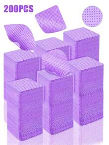 Toallitas limpiadoras de uñas de terciopelo morado, suministros de manicura, toallitas quitaesmalte, toallitas limpiadoras de uñas súper absorbentes y suaves, adecuadas para quitar esmalte de uñas y extensiones de pestañas - Morado - Ver 12