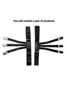2pcs/Set Adjustable Men's Shirt Stays With Non-Slip Locking Clamps - Keep Your Shirt Tucked In All Day! - Multicolor - View 5