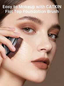 Cọ trang điểm đầu phẳng CATKIN giúp tán kem nền mịn màng – Lông cọ dày chuyên nghiệp, hoàn hảo cho kem nền dạng lỏng C01 #65, Quà tặng - màu đen - Xem 2