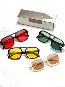 4 Retro Versatile Square-Frame Glasses For Students' Personalized - Multicolor - View 1