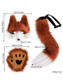Wolf Mask Set, Realistic Wolf Tooth 3D Cosplay Costume, Plush Tail, Party Prop Gift