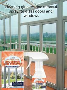 JUE FISH 玻璃、窗户和木门粘合剂去除喷雾剂，家用除油剂