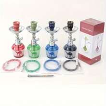 Mini Hookah Set - Made Of Sturdy And Durable Metal, Decorated With Animal Motifs, Suitable For Home Or Bar Use, Featuring A Water Filtration System, A Decorative Hookah, And Exquisite Craftsmanship.