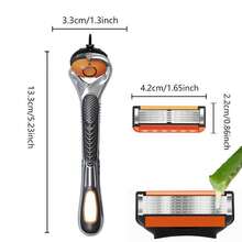 盒装六刀片手动剃须刀 | 盒装手动剃须刀 + 24 片替换刀片 | 男士剃须刀。刀片更换方便，盒装替换刀片。欧美风格，男女通用，防滑条设计，带来顺滑剃须体验，适用于 10 种场合，是日常剃须和脱毛的必备工具。美发工具，美发用品，旅行必备，旅行，理发师，发型师，理发师配件，情人节，美发用品，发型师，理发店，沙龙，度假必备，美发产品，理发店，情人节礼物，女士旅行必备，发型师工具 - 橙色(Shaver + 48 blades) - 查看 7