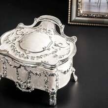 Luxury Vintage Metal Alloy Jewelry Box Ring Trinket Case Christmas Birthday Gift, Small,Beige,Small - Small - View 6