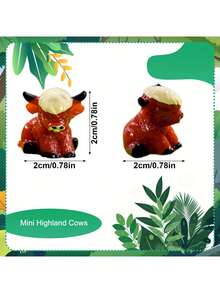 100/50/20/10/1件装迷你高地牛摆件，可爱树脂动物雕塑，3D微缩景观，适用于DIY工艺品、蛋糕装饰、办公室、花园、书桌、派对和桌面装饰、室内/室外展示、秋季家居装饰、圣诞节和新年礼物、日常收藏、节日装饰、派对礼品 - 彩色 - 查看 9