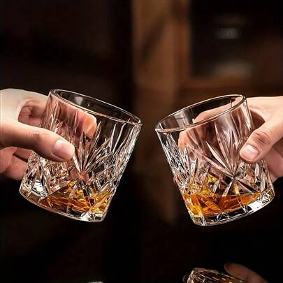 1/6pcs Vintage Rock Whiskey Glasses Crystal Old Fashioned Whiskey Glasses Bar Glass For Drinking Bourbon, Whisky, Scotch, Cocktails, Cognac- Old Fashioned Cocktail Tumbler