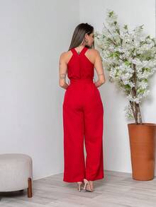Tailored Jumpsuit With Zipper M3094 - Rojo - Ver 2