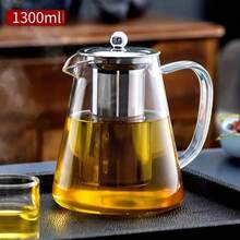 Ấm trà thép không gỉ 304 (có bộ lọc), ấm trà thủy tinh chịu nhiệt, ấm trà hoa văn, bộ ấm trà Kung Fu, thích hợp cho gia đình, nhà hàng, cắm trại, văn phòng, cũng có thể dùng làm dụng cụ pha chế, thích hợp cho cả mùa hè và mùa đông. - trong suốt - Xem 15