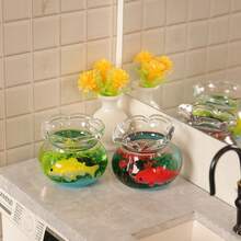 Charming Miniature Dollhouse Fish Tank -1:12 Dollhouse Miniature Fish Tank Simulation Aquarium Home Decor Toy Doll House Accessories, Perfect For Garden Decor & Desktop Display, Ideal Gift - Multicolor - View 8