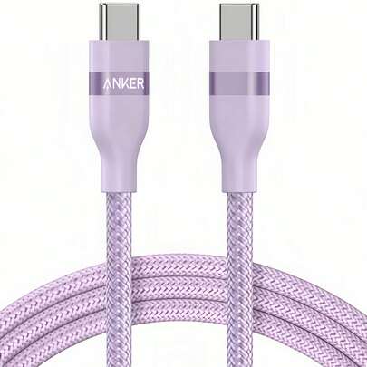 anker Cáp sạc nhanh bện mật độ cao A82E2 với cổng Type-C, thiết kế chống kéo và chống vỡ, đầu nối được gia cố để chống uốn cong, sạc nhanh hiệu quả, tương thích với nhiều thiết bị, màu tím