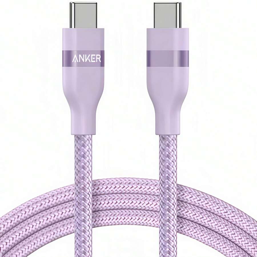 anker A82E2 高密度編織快充線 Type-C接口 抗拉防爆裂設計 加強接頭耐彎折 高效快充相容多種設備 紫色 - 紫色 - 查看 1