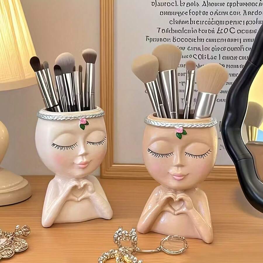 1 Stück luxuriöser, moderner und kreativer Make-up Pinsel Halter Schreibtisch Organizer, geeignet für Frauen, Kosmetik- und Badezimmer Zubehör Aufbewahrung, Badezimmer Dekoration