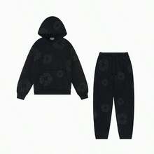 Denim Tears Sweatpants 'The Cotton Wreath'New Item Autumn Winter Hoodie Loose Drop Shoulder Hooded Hot Item Women Sweatshirt Set Men's Autumn Winter Hoodie Loose Drop Shoulder Hooded Women/Men Sweatshirt , With Modern Men Breathable Technology, Loose Urban Functional Wear, High-End Cotton For Urban Street Style, Loose Silhouette Gender-Neutral Design, Mixed-Color Cotton For Low-Profile, Preferred Choice For Cafes And Hiking.Hoodie Set - màu đen - Xem 14