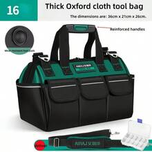 1 件重型帆布牛津布工具包，大容量电工木工便携式工具收纳袋，防水，带多个隔层，可存放螺丝、钉子、钻头等