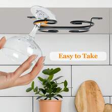 Under Cabinet Wine Glass Holder, Hanging Wine Glass Rack, Metal Wine Glass Hooks, Suitable For Home Bar, Holds 4 Stemmed Glasses Each