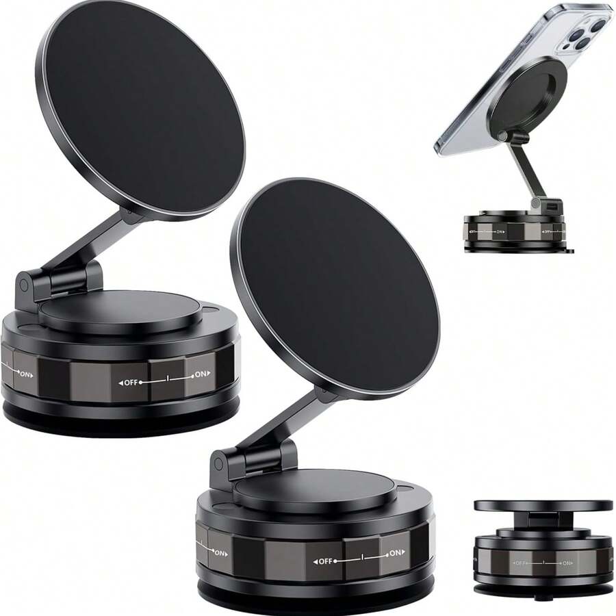 360° Rotatable Aluminum Alloy Magnetic Car Phone Holder, Foldable Design, One-Handed Operation, Suitable For Vehicle, Desk, Wall, Multi-Angle Adjustable