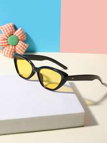 1PC Boys Girls 4-8Y Acrylic Casual Small Frame Cat's Eye Spring Fashion Black Eyeglasses For Holiday Outings, Outfit Matching And Holiday Gifts - Multicolor - View 4