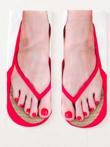 1/4 Pair 3D Flip Flop Socks, Funny & Unique Unisex Ankle Socks, Women Knee High Socks - Multicolor - View 7