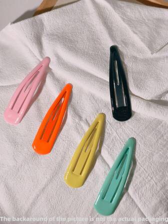 5个超大号10厘米极简亮面BB发夹，可爱侧刘海和碎发夹，超大号