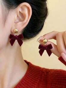 زوج أنيق من أقراط الفيونكة المخملية، مناسبة لأي مناسبة، هدية رائعة للنساء لرأس السنة الجديدة، عيد الحب، الاستخدام اليومي، التنقل، المواعدة، التسوق