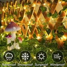 1pc Solar Powered Copper Wire Fairy Lights, 20/50/100 LED Artificial Ivy Vine Fairy String Lights With 8 Lighting Modes, Ideal For Outdoor Garden, Wall, Balcony, Fence, Tree, Wedding, Party, Restaurant Decor