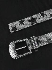 1pc Men's Multicolor Glitter Studded Streetwear Punk Y2K Fashion Belt - 彩色 - 查看 5
