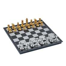 一套磁性国际象棋套装，豪华金银折叠棋盘，便携式旅行国际象棋游戏，巨型国际象棋多米诺骨牌，透明棋子，国际象棋策略游戏，适合成人和儿童，室内/室外派对礼物 - 彩色 - 查看 8